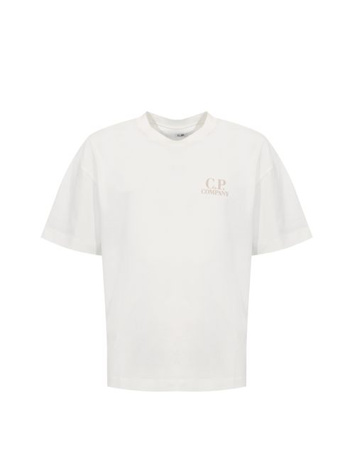 T-shirt in jersey di cotone 30/1 con stampa logo Gauze white C.P. COMPANY | 20CMTS086A 005100W103